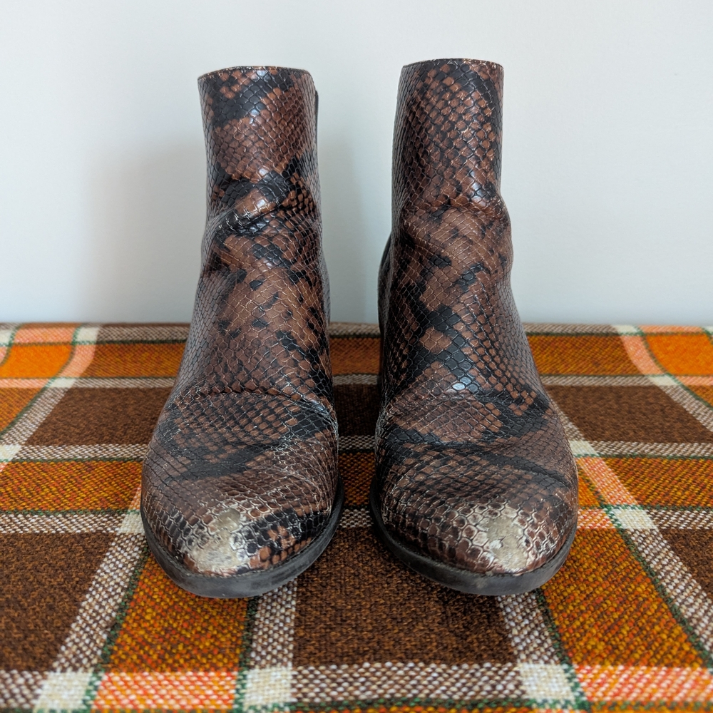 Snakeskin Pattern Ankle Boots